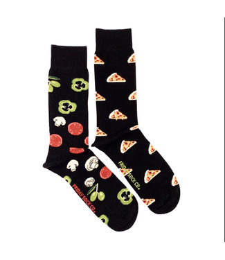 Friday Sock Co. Men's Socks | Black Pizza & Topping V2 | Foddie |  7-12