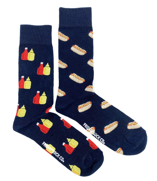 Men's Socks | Hotdog and Condiments | Ketchup and Mustard | 7-12
