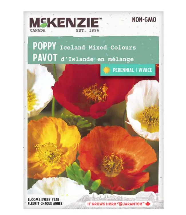 Mckenzie Poppy Iceland Mixed Colors Seed Packet
