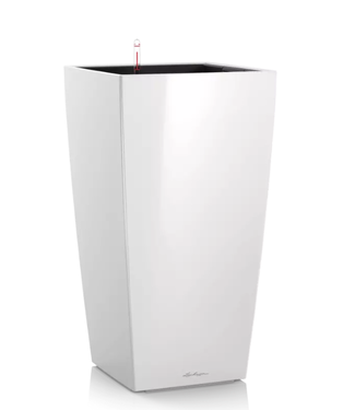 Lechuza Self Watering Planters LECHUZA CUBICO Poly Resin Tall Planter With Drainage Hole | CUBICO 40 / White High Gloss