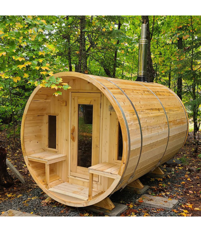 Canadian Timber Tranquility Barrel Sauna w/Havaria M3 Wood Burn Heater ...