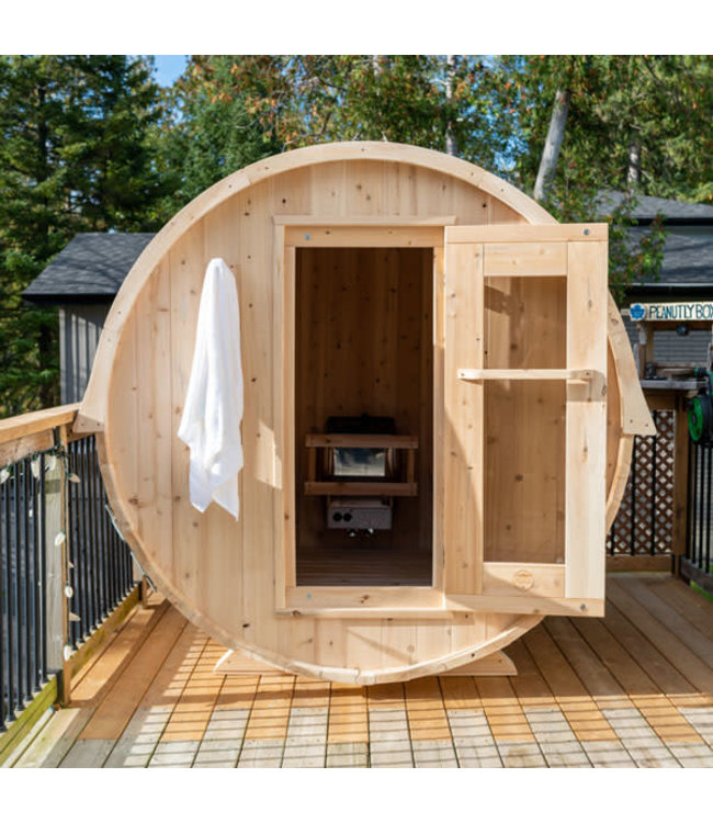 Leisurecraft Canadian Timber Harmony Barrel Sauna w/Havaria KIP 6KW Heater w/Rocks
