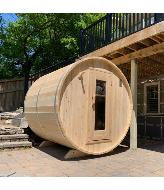 Leisurecraft Canadian Timber Harmony Barrel Sauna w/Havaria KIP 6KW Heater w/Rocks