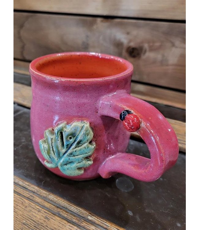 Handcrafted Jumbo Mug W/Leaf 16 oz
