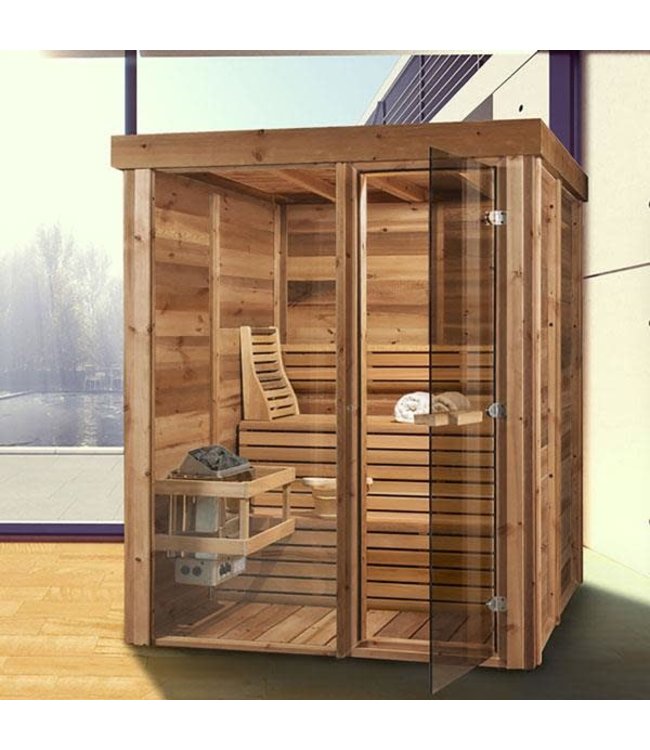 PU552 Indoor Pure Cube Sauna - Knotty Red Cedar