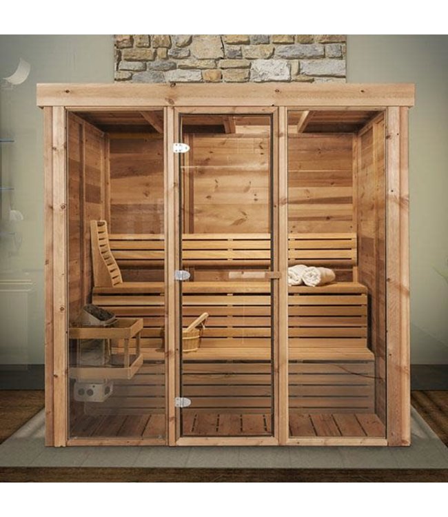 PU572 Indoor Pure Cube Sauna - Knotty Red Cedar - 6kw Harvia