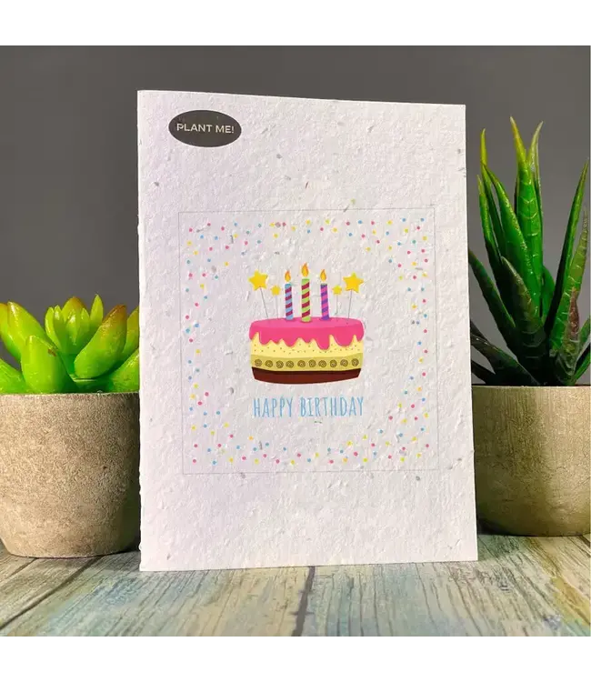 Third Birthday Cake Plantable Greeting Card | Wildflowers