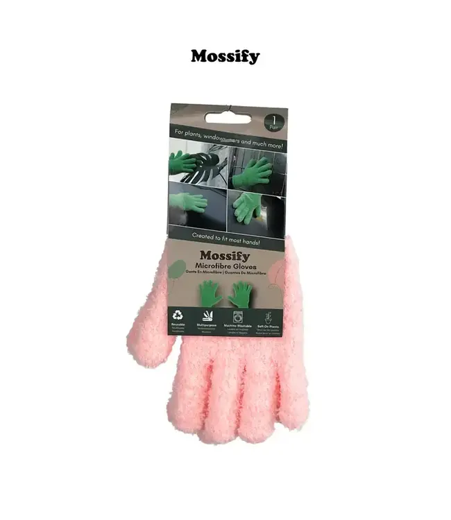 2 Microfiber Leaf-Shining Gloves - Pink