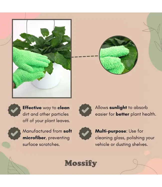 2 Microfiber Leaf-Shining Gloves - Pink