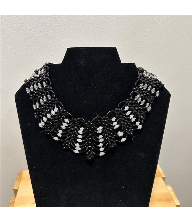 Beaded Necklace/Choker - Black & White