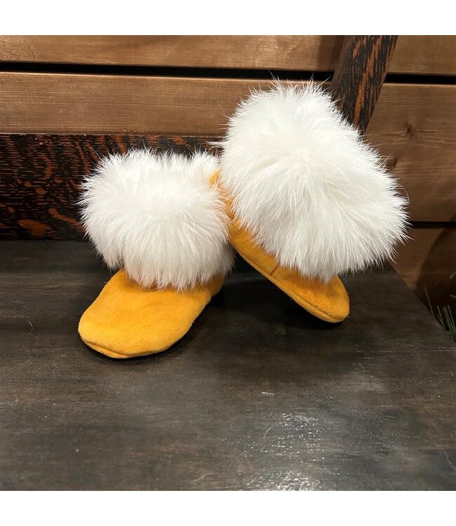 Moccasin Bootie Camel W/ Fur 7T
