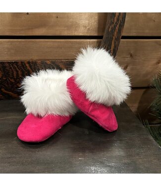 Made By Martha (C) Handmade Kid's Moccasin Bootie Hot Pink W/ Fur 6T