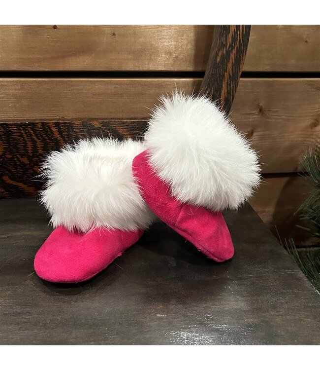Moccasin Bootie Hot Pink W/ Fur 6T