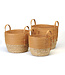 Rust/Natural Straw Basket Pack of 3 Assorted Sizes - Large