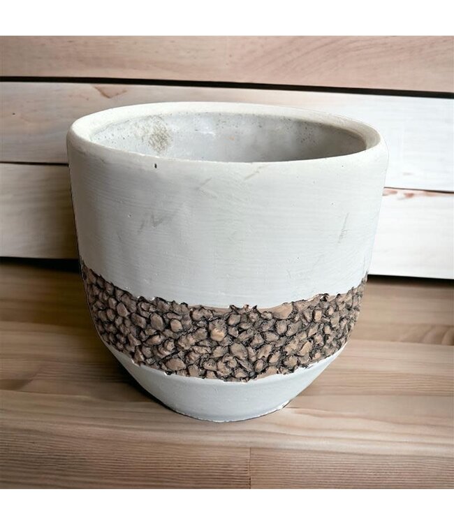 6" Modern Pebble Cylinder Cement Pot