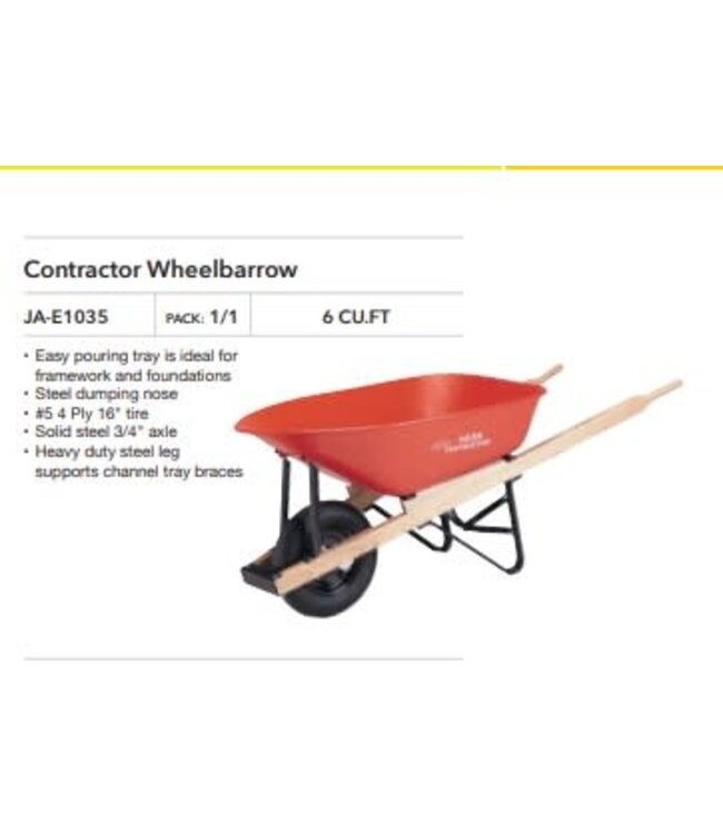 Contractor Wheelbarrow - 6cuft.