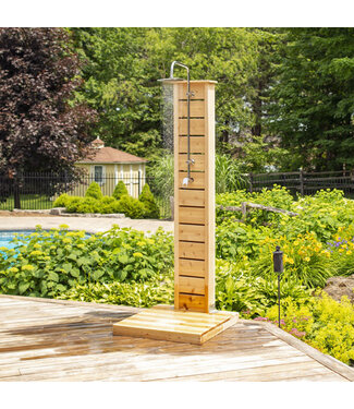 Leisurecraft Canadian Timber Sierra Outdoor Pillar Shower w/ Premium Shower Hardware & Garden Hose Connect Kit