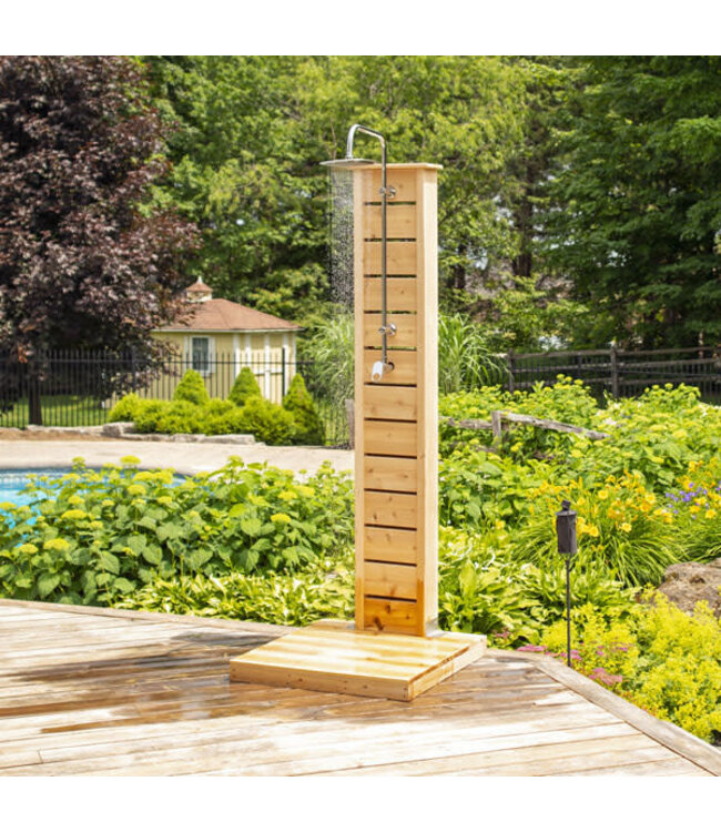 Canadian Timber Sierra Outdoor Pillar Shower w/ Premium Shower Hardware & Garden Hose Connect Kit