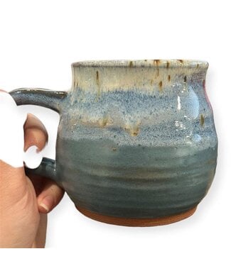 Crafty Inagoodway (C) Handcrafted Mug | 12-15oz. Blue with Cream Rim