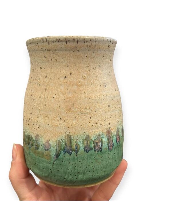 Handcrafted Vase Cream/Green
