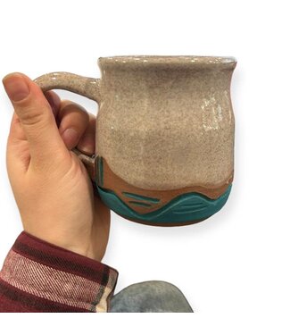 Crafty Inagoodway (C) Handcrafted Mug | 12-15oz. Grey/Turquoise