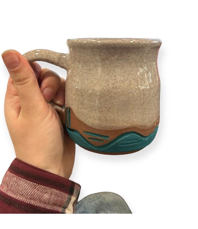 Handcrafted Mug | 12-15oz. Grey/Turquoise