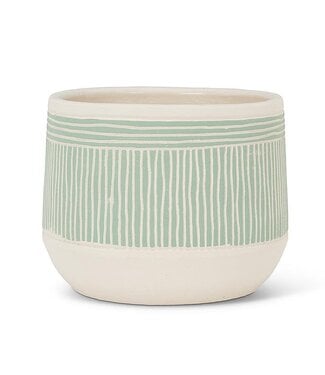 Abbott Collection Green Lg Etched Planter - 6.5"