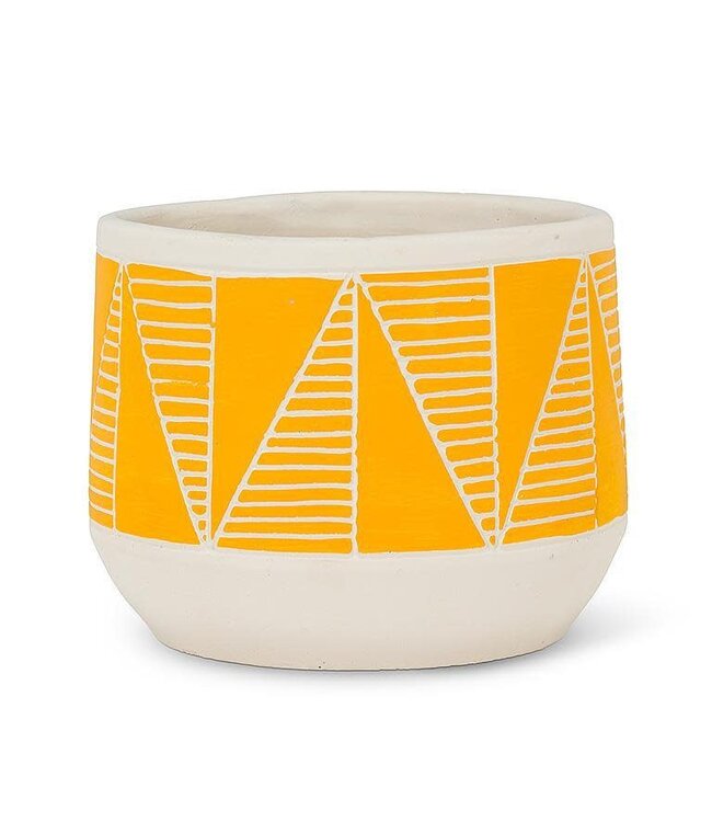Yellow Lg Etched Planter - 6.5"