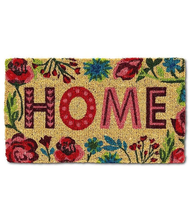 Floral Border "Home" Doormat