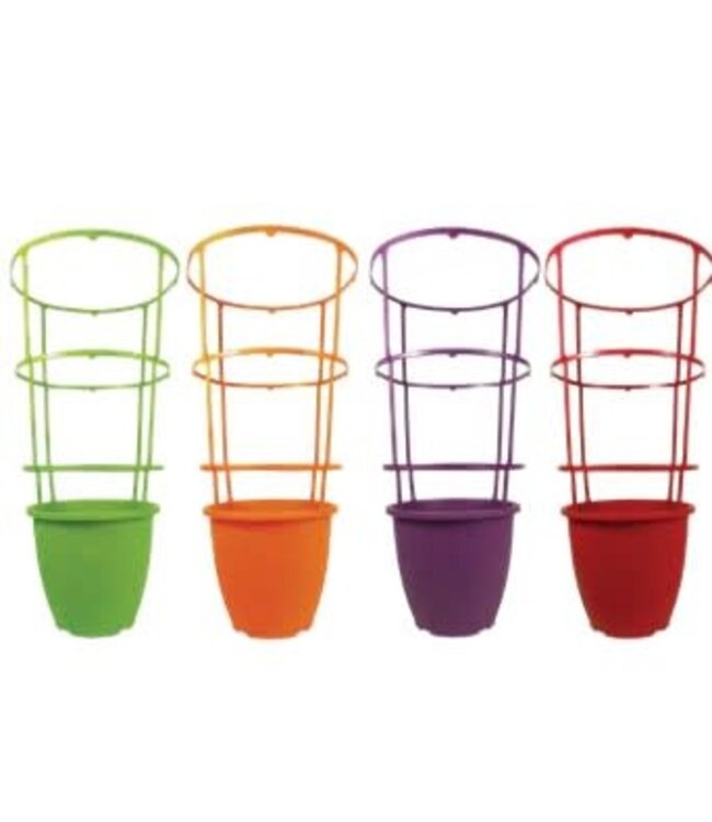 Jessica Round Planter with Tomato Cage 11" - Lime Green