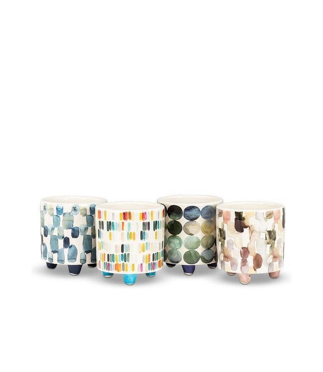 Small Graphic Planter with Feet Asst. Colours