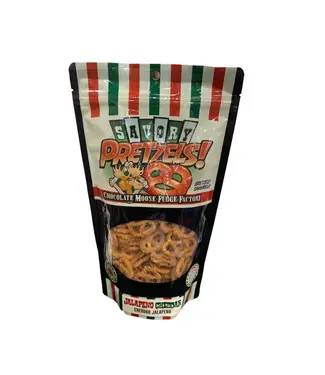 Chocolate Moose Fudge Factory Savory Pretzels - Jalapeno Cheddar 200g