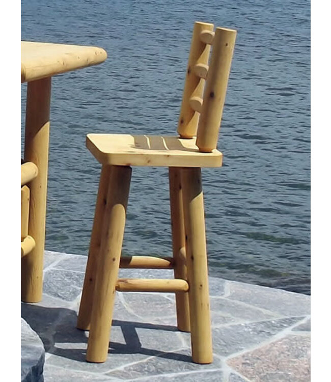 Stool with Back - Clear Coated 30"