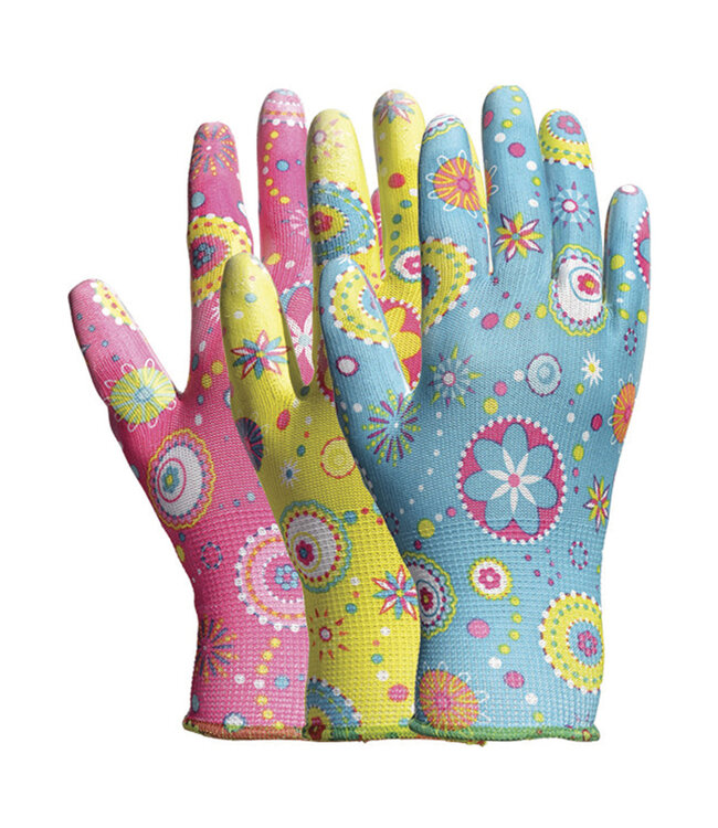 Gardening Gloves - Assorted Pattern with Polyurethane Palm - Medium