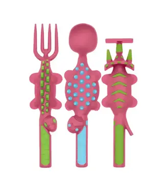 Constructive Eating Set of 3 Pink Dino Utensils