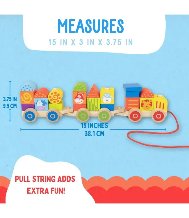 Farm Wooden Train Set For Kids - Pull Along Stacking Train