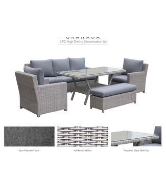 My Patio GRANADA 5 PC High Dining Conversation Set