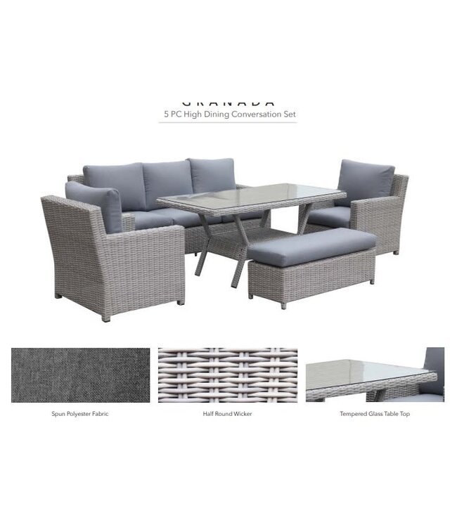 GRANADA 5 PC High Dining Conversation Set