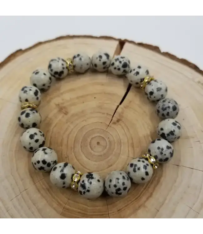 Natural Agate Bead Chakra Bracelet | Spots