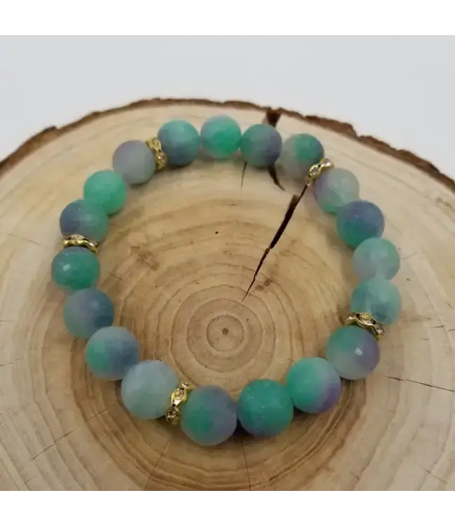 Natural Agate Bead Chakra Bracelet | Green