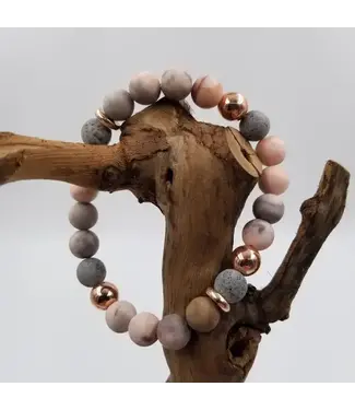 Chakra Jewelry Natural Rose & Volcano Stone Bracelet