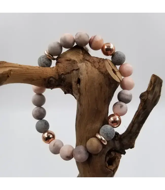 Natural Rose & Volcano Stone Bracelet