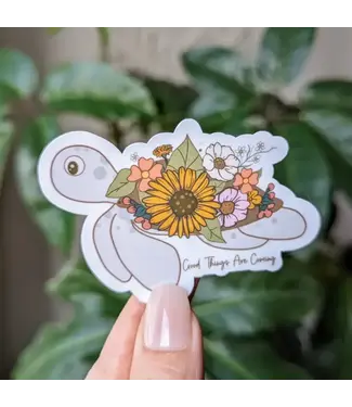 Moonlit Creations Good Things Are Coming Turtle Vinyl Sticker