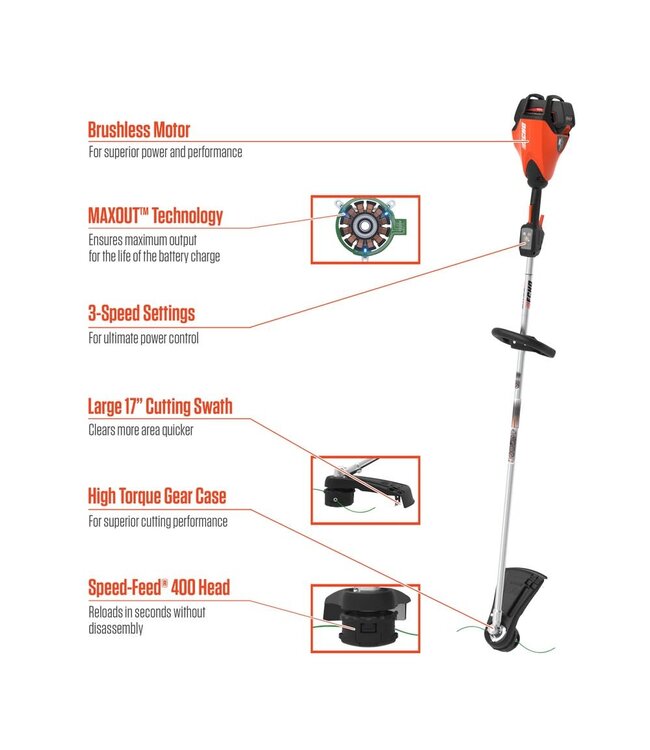 ECHO DSRM-2600 X-SERIES STRING TRIMMER W/ STANDARD CHARGER & 5 AH BATTERY