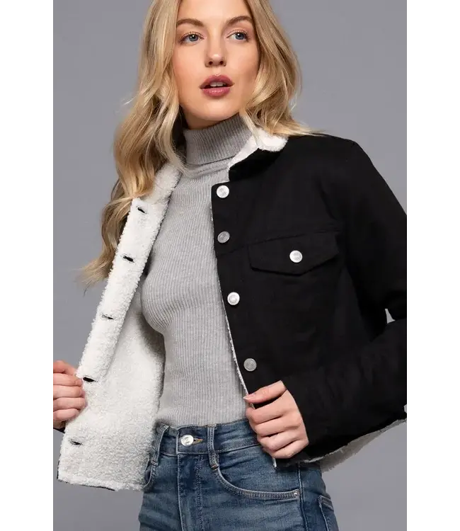 Sherpa-Lined Twill Jacket