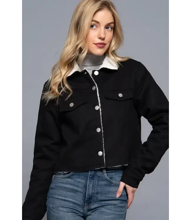 Sherpa-Lined Twill Jacket