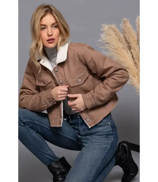 Sherpa-Lined Twill Jacket