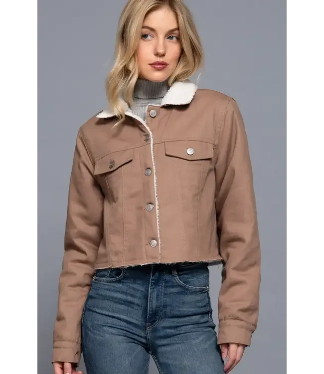 Sherpa-Lined Twill Jacket