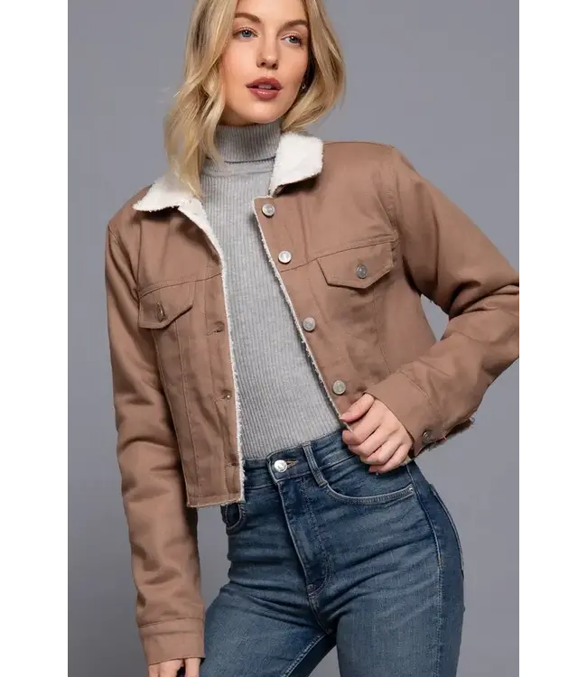 Sherpa-Lined Twill Jacket