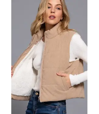 Active Basic | Active USA High Neck Corduroy Puffer Vest